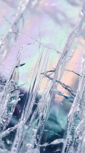 Iridescent Cracked Glacial Ice Macro Texture
