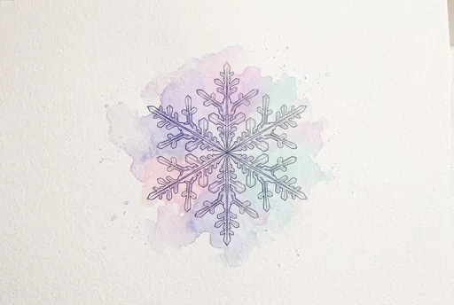 Watercolor and Ink Snowflake Illustration