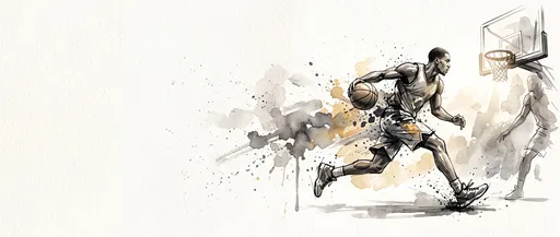 Watercolor Basketball Player Driving to Hoop