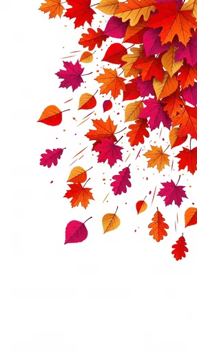 Cascading Vibrant Autumn Leaves Border Illustration