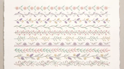 Pastel Botanical Embroidery Borders on Paper