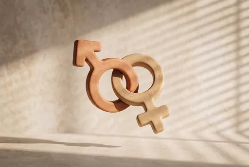 Floating Ceramic Male and Female Symbols