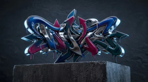 3D Chrome and Resin Wildstyle Graffiti Sculpture