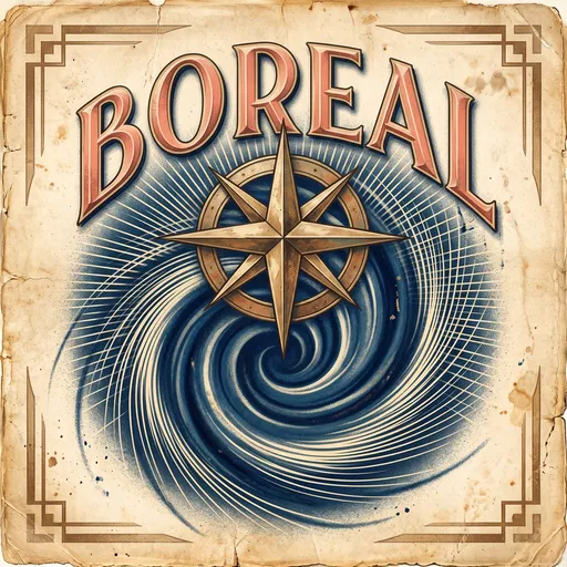 Vintage Boreal Compass Rose Emblem