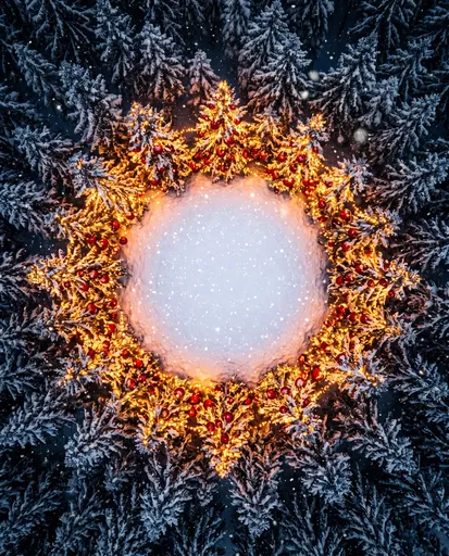 Festive Illuminated Forest Clearing Frame