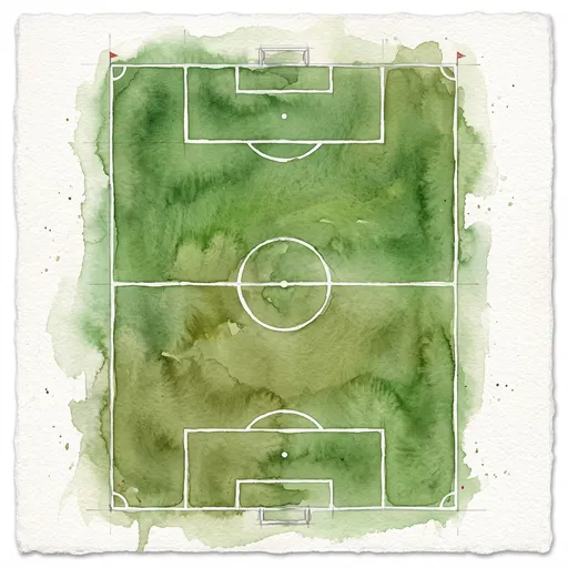 Watercolor Illustration of Soccer Field Layout