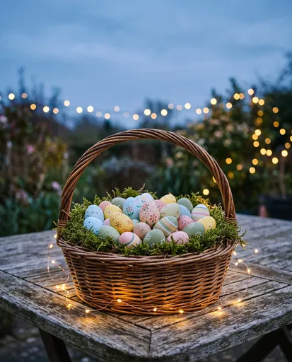 Easter Egg Basket at Twilight