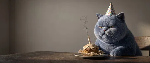 Grumpy Cat With Birthday Cupcake
