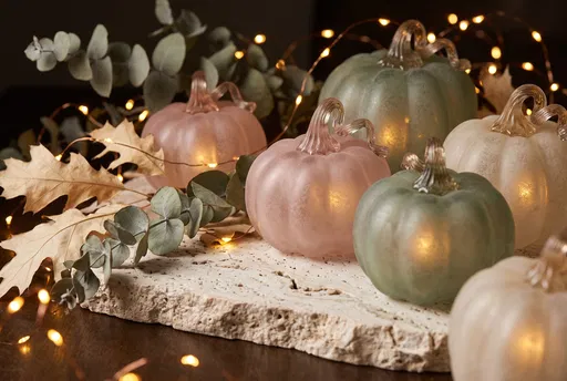 Frosted Glass Pumpkins With Fairy Lights