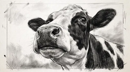Charcoal Sketch of Holstein Cow