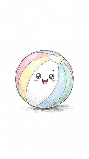 Cute Pastel Beach Ball Doodle Illustration