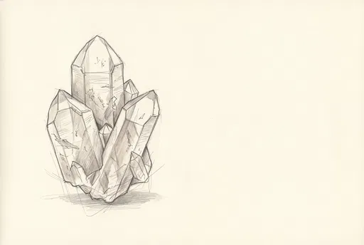 Hand-Drawn Quartz Crystal Cluster Pencil Sketch