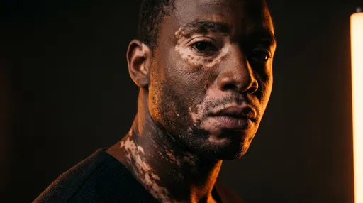 Dramatic Studio Portrait of Man with Vitiligo
