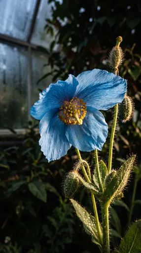 Blue Himalayan Poppy in Conservatory