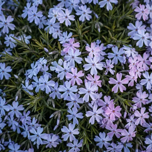 Pastel Creeping Phlox Flowers Top View