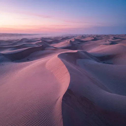 Pastel Pink Desert Sand Dunes at Twilight