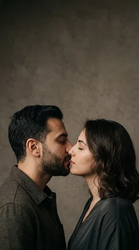 Intimate Couple Kissing in Profile