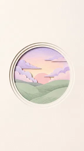 Pastel Sunset Paper Cut Emblem