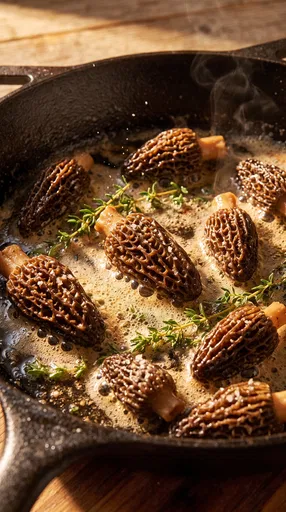 Morel Mushrooms Sizzling in Butter
