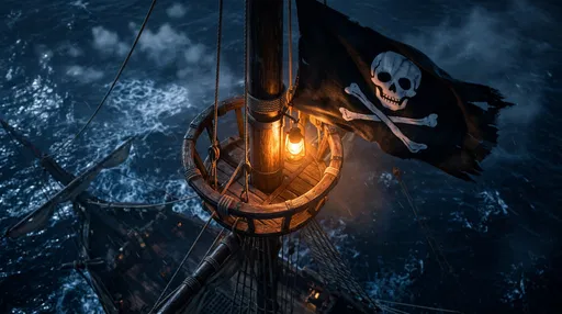 Pirate Ship Crow's Nest at Night