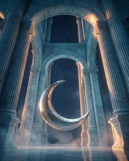 Metallic Crescent Moon in Marble Arches