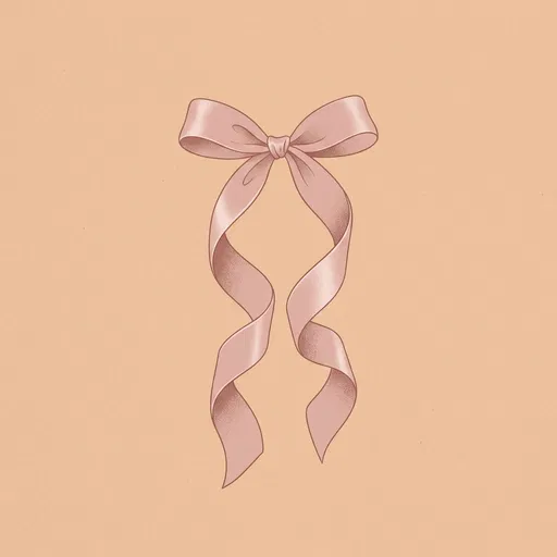 Dusty Pink Satin Ribbon Bow Illustration