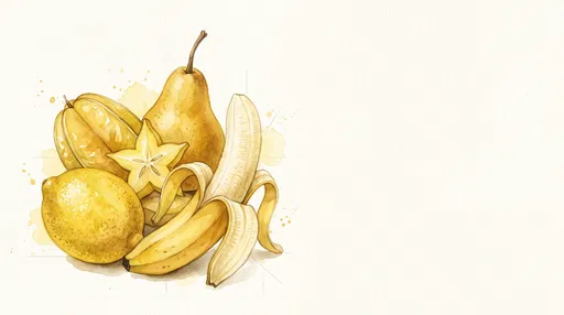 Watercolor Illustration of Assorted Yellow Fruits
