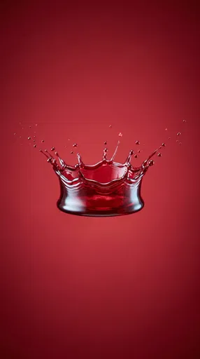 Crimson Liquid Crown Splash on Red