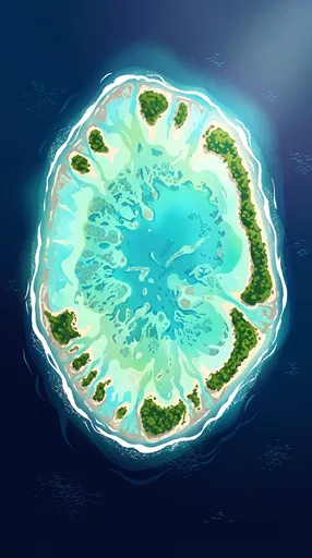 Top-Down Tropical Coral Atoll Illustration