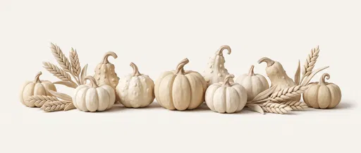 Cream Clay Pumpkins and Wheat Row