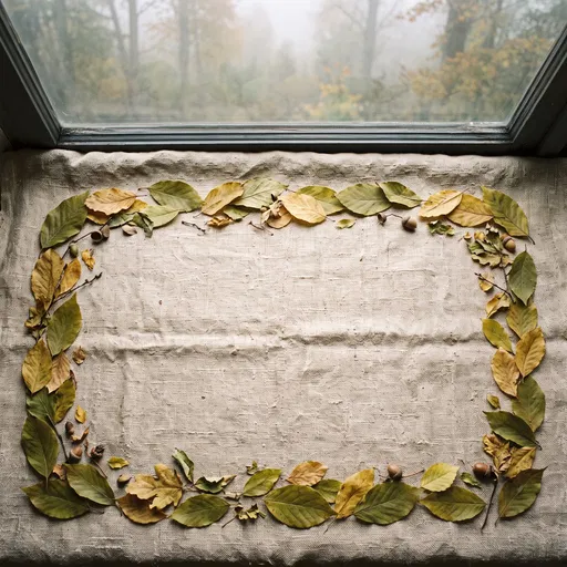 Autumn Leaf Border on Linen Sill