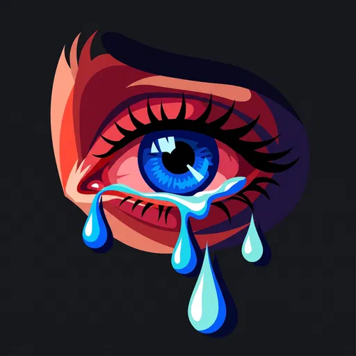 Flat Illustration of Crying Blue Eye