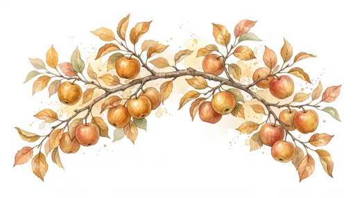 Watercolor Autumn Apple Branch Illustration