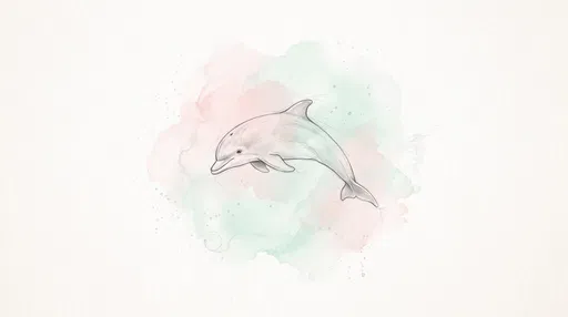 Minimalist Graphite and Watercolor Dolphin Illustration