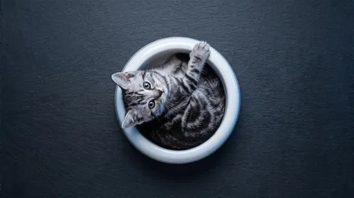 Silver Tabby Kitten in White Bowl