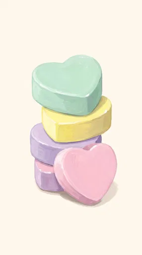 Pastel Gouache Conversation Heart Candies Stack