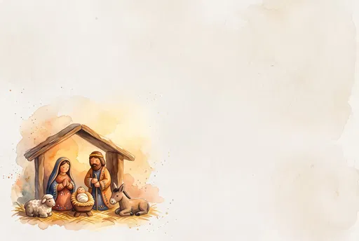 Watercolor Folk Art Nativity Scene Background