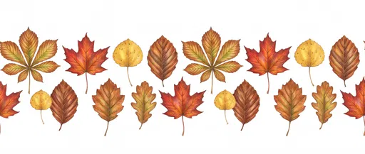 Hand-Drawn Autumn Leaves Horizontal Border