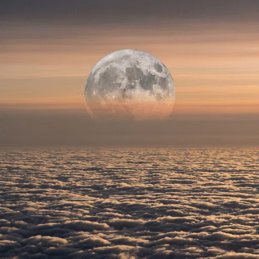 Full Moon Rising Above Golden Clouds