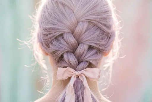 Pastel Lavender French Braid With Silk Ribbon
