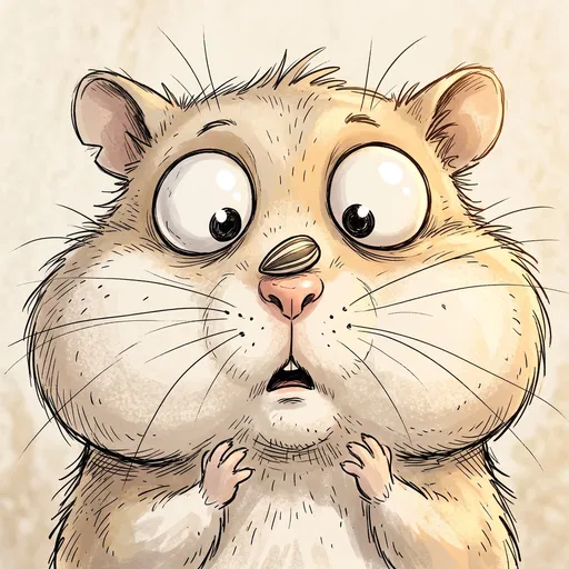 Shocked Cartoon Hamster With Sunflower Seed