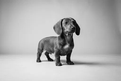 Monochrome Studio Portrait of Dachshund Puppy