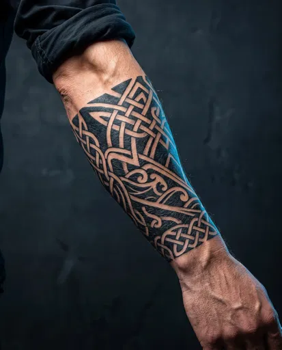 Forearm With Geometric Nordic Tattoo