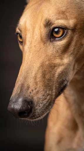 Studio Close-Up of Fawn Greyhound Face