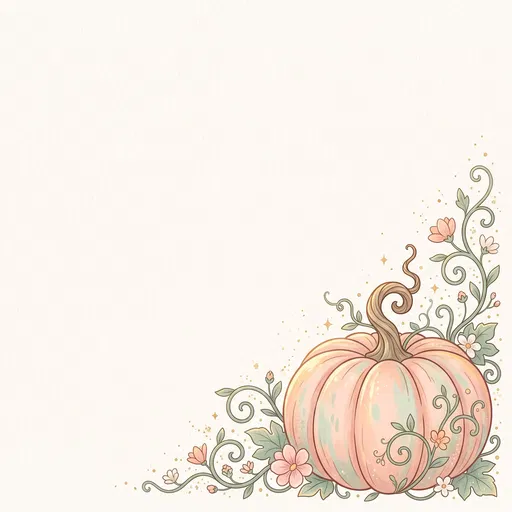 Pastel Fairytale Pumpkin Corner Illustration