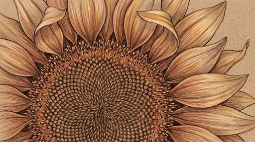 Warm Colored Pencil Sunflower Illustration