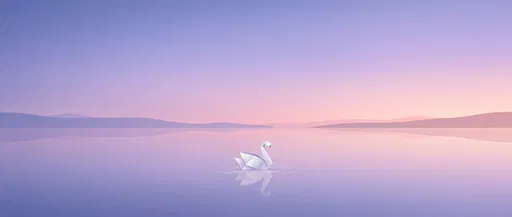 Minimalist Origami Swan on Dawn Lake