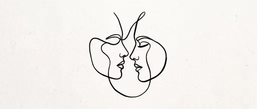 Minimalist Line Drawing of Two Faces
