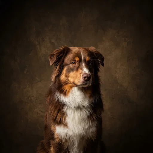Red Tricolor Australian Shepherd Studio Portrait