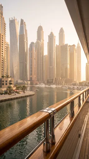 Dubai Marina Skyline From Yacht Railing